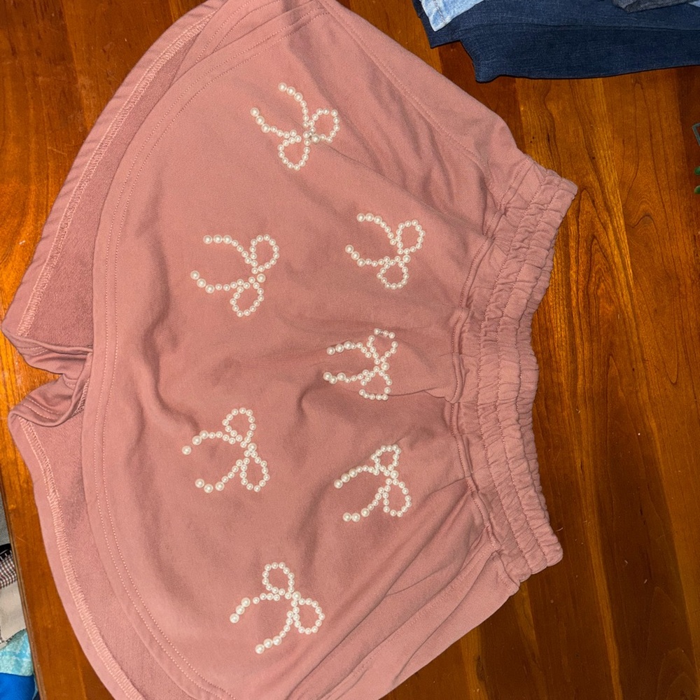 Peach Love California Pink Skirt with White Bow Accents
